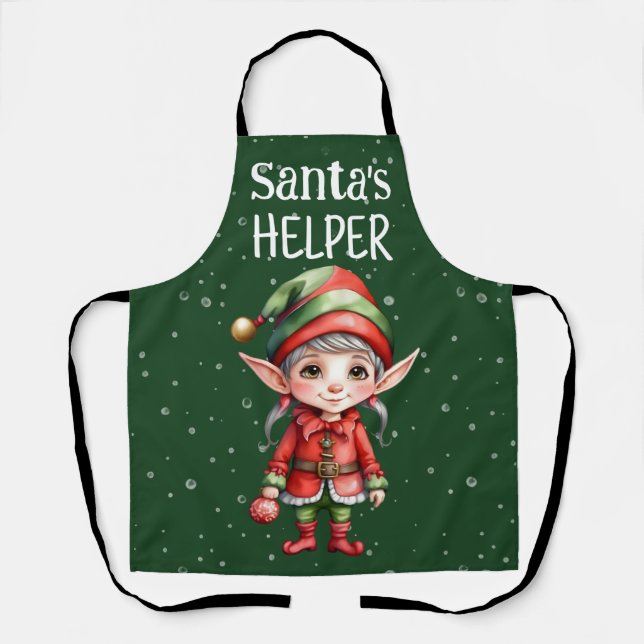 santa's helper cute elf All-Over Print Apron (Front)