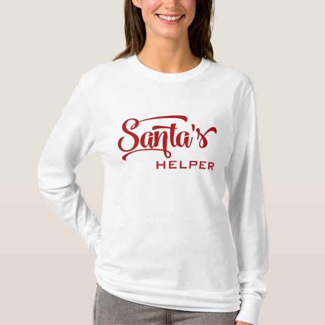 Santa's Helper Festive Holiday Typography T-Shirt (Front)