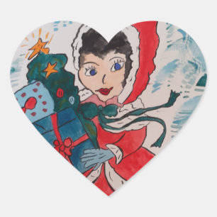 Santa's Helper Heart Sticker