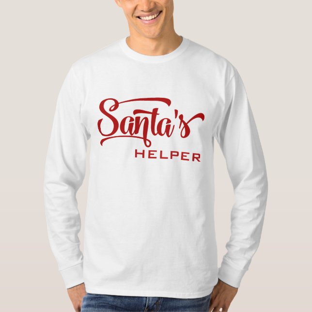 Santa's Helper Holiday Festive Typography T-Shirt (Front)