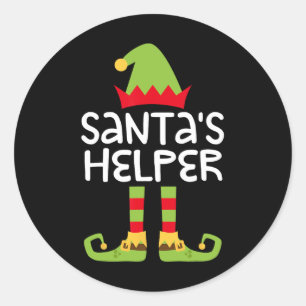 Santa's Helper  Matching Christmas Elves   Classic Round Sticker