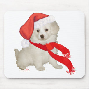 Santa's Helper Puppy Poodle / Bichon Mix Mouse Pad