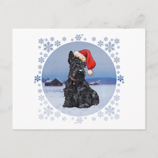 Santa's Helper Scottish Terrier Holiday Postcard (Front)
