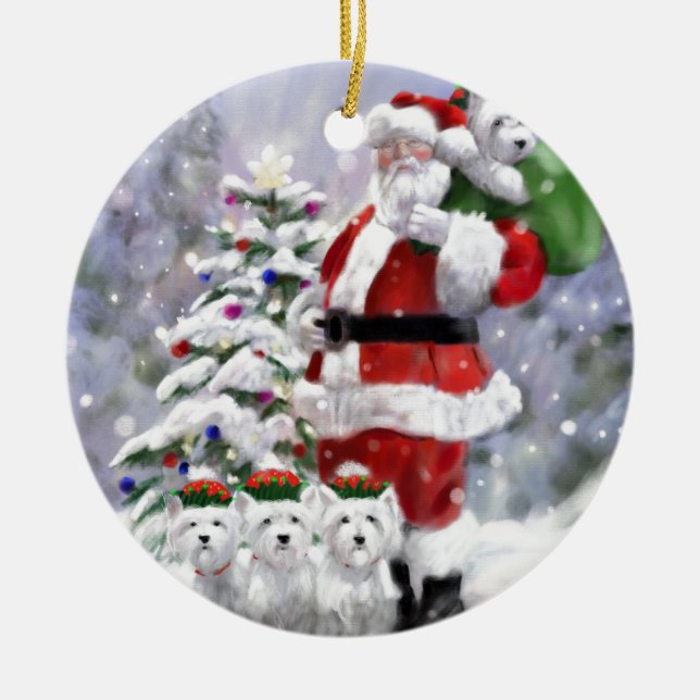 Santa's Helpers Ceramic Tree Decoration (Front)