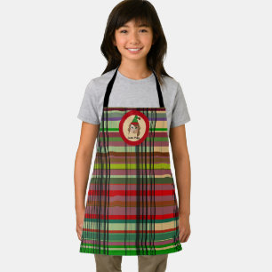 Santa's Helpers Elf Plaid Design Apron