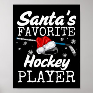 Santa's Hockey Player Christmas Pajamas Hockey Tea Poster