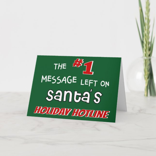 Santa's Holiday Hotline Fun Cute Christmas Card (Front)