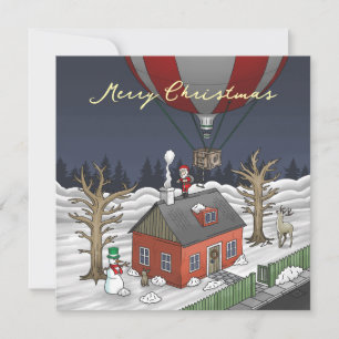 Santa's Hot Air Balloon Holiday Card
