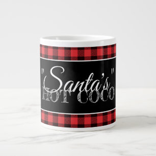 "Santa's" Hot Coco  Red & Black Buffalo Plaid Large Coffee Mug