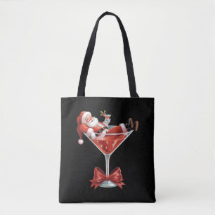 Santa's Hot Mess Christmas Martini Funny Santa  Tote Bag
