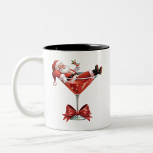 Santa's Hot Mess Christmas Martini Funny Santa Two-Tone Coffee Mug
