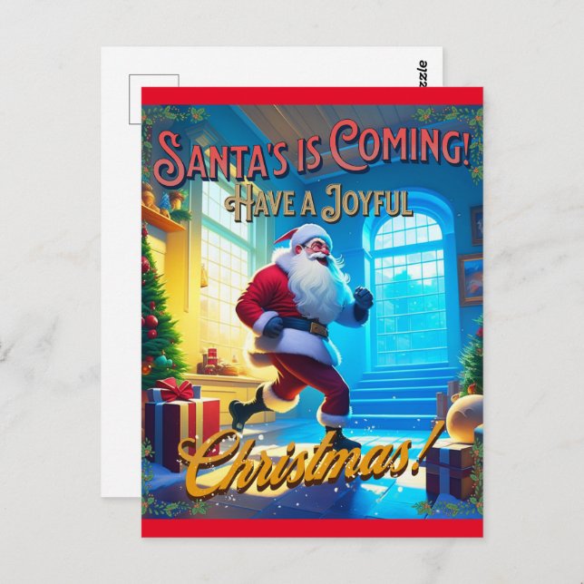 Santa's is Coming from the Chimney! Postcard (Front/Back)
