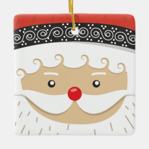 Santas Jolly Face Christmas  Ceramic Ornament