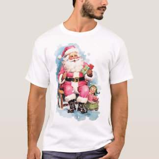Santa's jolly face, white beard, and iconic red h T-Shirt