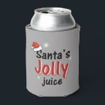 Santa's Jolly Juice Christmas Cheer Beer Can Cooler<br><div class="desc">Jolly Juice Festive Beer Can Cooler.  The perfect gift for hard-working Santa after delivering all those gifts!  Santa hat with stars and holly decorations.  Whether your merry old elf is a tea-tottler or a hardy drinker,  he's certain to find some holiday cheer while enjoying his favourite brew.</div>