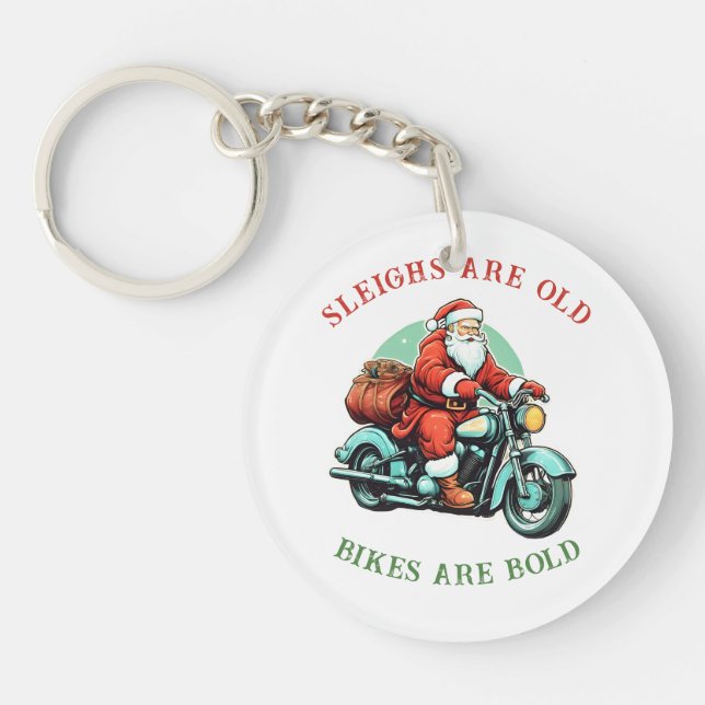 Santas Joyride Motorcycle Christmas Key Ring (Front)