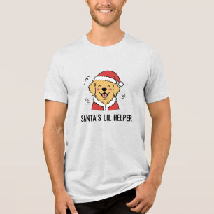 Santa's Lil Helper Golden Retriever Christmas Dog Tri-Blend Shirt