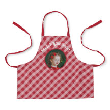 Santa's Little Baker kids gingham christmas photo