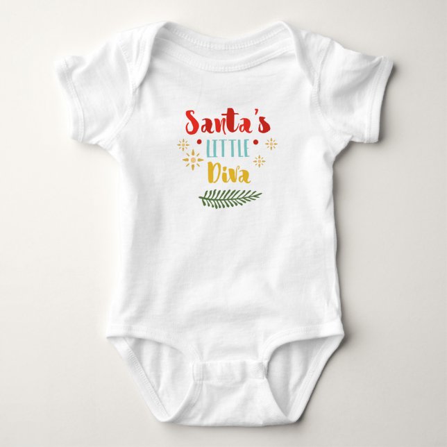 Santa's Little Diva Baby Bodysuit (Front)