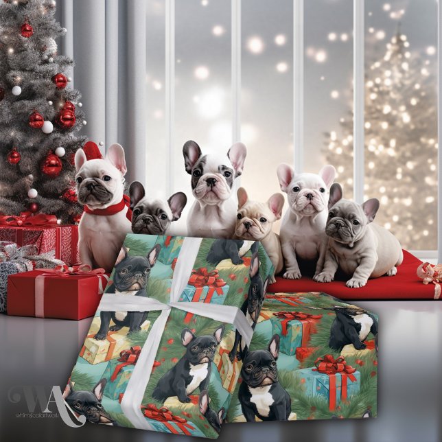 Santa's Little Frenchies Christmas Wrapping Paper (Creator Uploaded)
