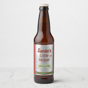 Santa's Little Helper Beer Can Beer Bottle Label