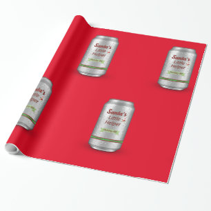 Santa's Little Helper Beer Can Pattern Wrapping Paper