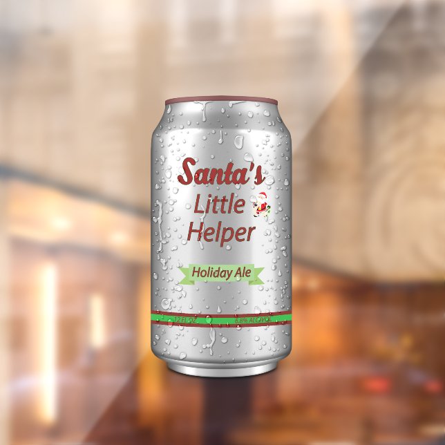 Santa's Little Helper Beer Can  Window Cling (Sheet 2)
