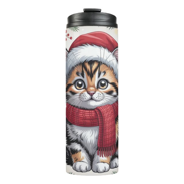 Santa's Little Helper Cat Thermal Tumbler (Front)