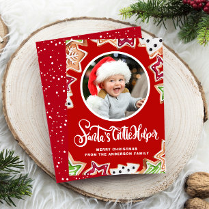 Santa's Little Helper Christmas Cookie Photo Holiday Card