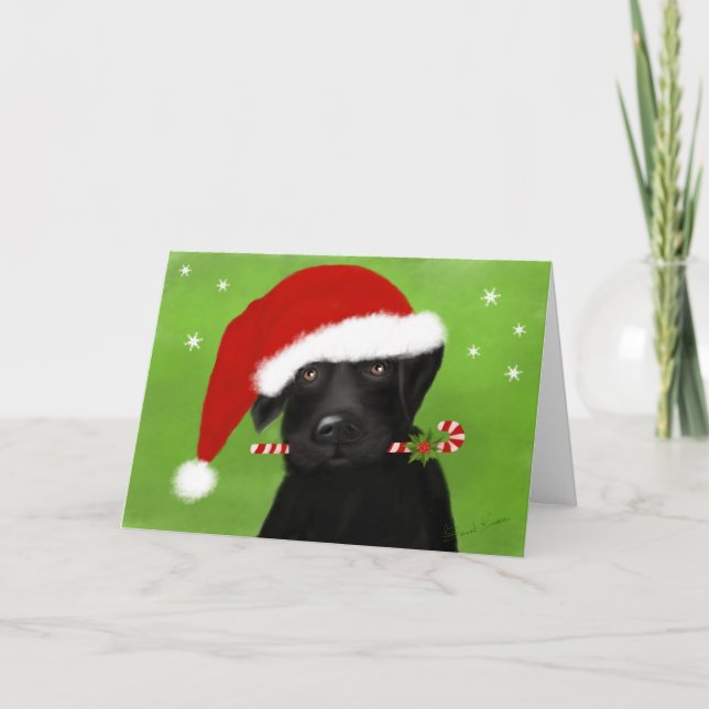 Santa's Little Helper Christmas Labrador Holiday Card (Front)