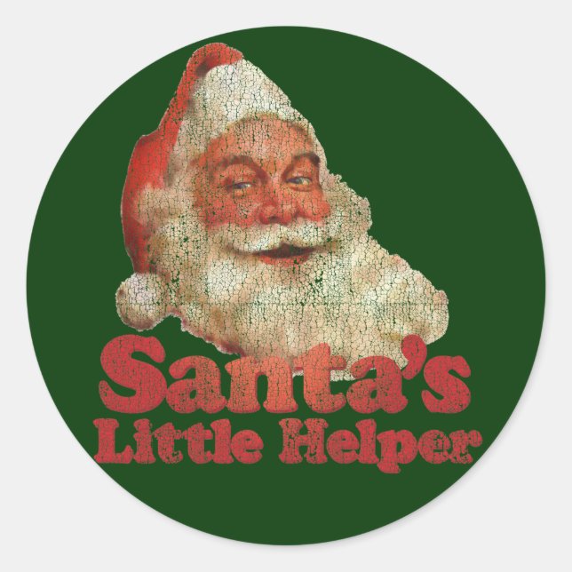 Santa's Little Helper Classic Round Sticker (Front)