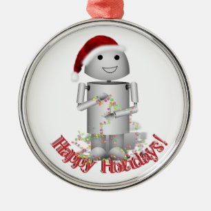 Santa's Little Helper - Cute Robot, Robo-x9 Metal Tree Decoration