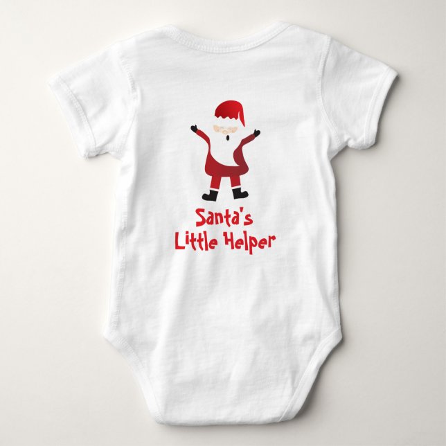 Santas Little Helper Cute Santa Claus Red Baby Bodysuit (Back)