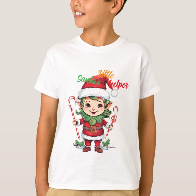 Santa's Little Helper Elf Christmas T-Shirt  (Front)
