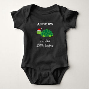 Santas little helper green Christmas baby bodysuit