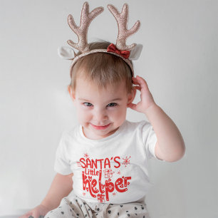 Santas Little Helper Heart Red Script Gift Motifs Baby T-Shirt