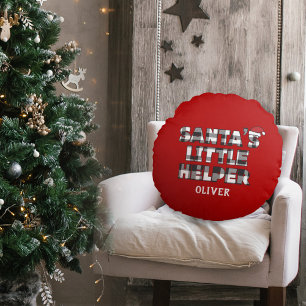Santa's Little Helper Personalized  Round Cushion