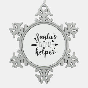 Santa's Little Helper Pregnancy Announcement Snowflake Pewter Christmas Ornament