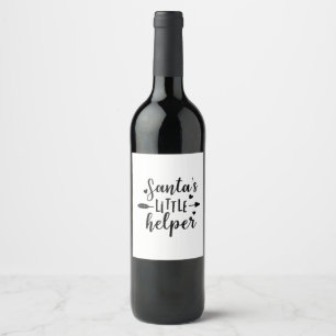 Santa's Little Helper Pregnancy Announcement Wine Label
