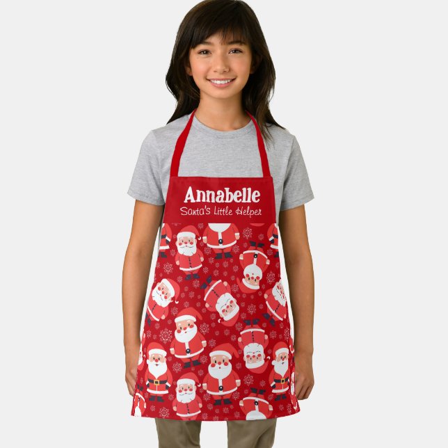 Santa's Little Helper Red And White Girls Red Apron (Insitu)