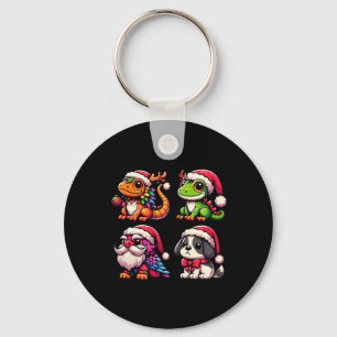 Santa's Little Helpers Cute Animal Christmas Colle Key Ring