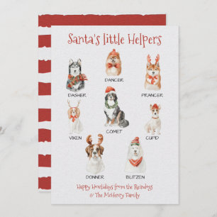 Santa's little helpers Dog Reindeer names Holiday Card