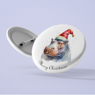 Santa's Little Hippo, custom 6 Cm Round Badge