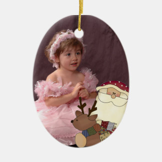 Santas Little Reindeer Customisable Photo Ornament