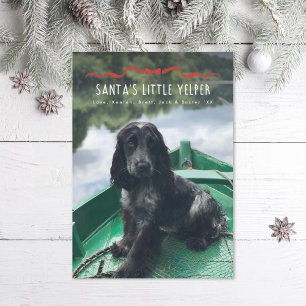 Santa's Little Yelper Cute Dog Christmas Photo Holiday Card