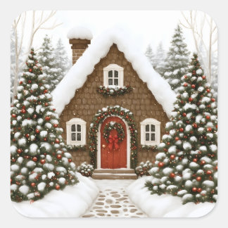 Santa's Lodge Square Sticker