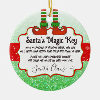 Santa's Magic Key Christmas Elf Note for kids Ceramic Tree Decoration