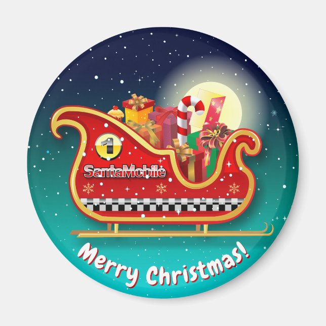 Santa's Magic Xmas Sleigh Magnet (Front)