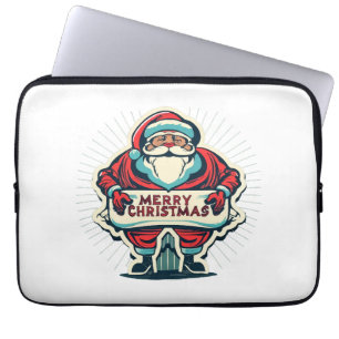 Santa's Merry Message Spreading Christmas Joy Laptop Sleeve