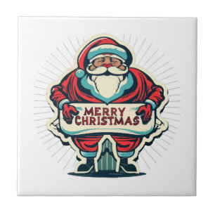 Santa's Merry Message Spreading Christmas Joy Tile